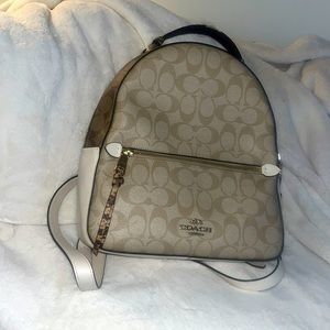 Coach Backpack Light Tan & White Leather